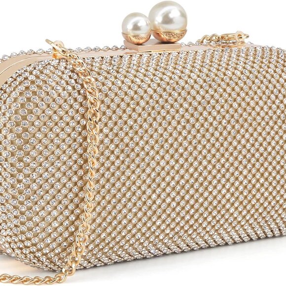 Crystal Evening Clutch Rhinestone Satin Small Bag for Party Wedding Night Out - Picture 1 of 6